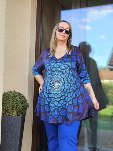 Zsani fekete-kék nagy mandala mintás felső