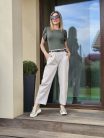 Fiona bordázott anyagú khaki felső