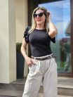 Fiona bordázott anyagú fekete felső