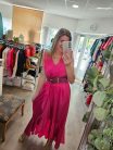 Pink felsliccelt fodros ruha