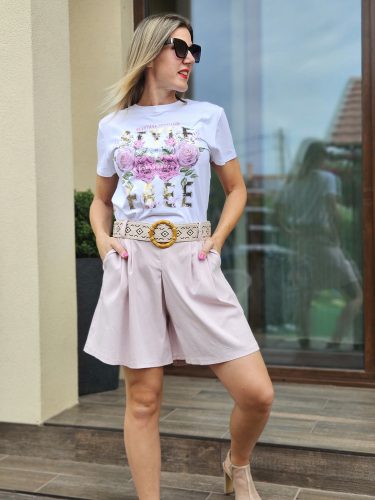 Rózsa mintás feliratos póló