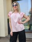 Flóra babarózsaszín fodros vállú felső