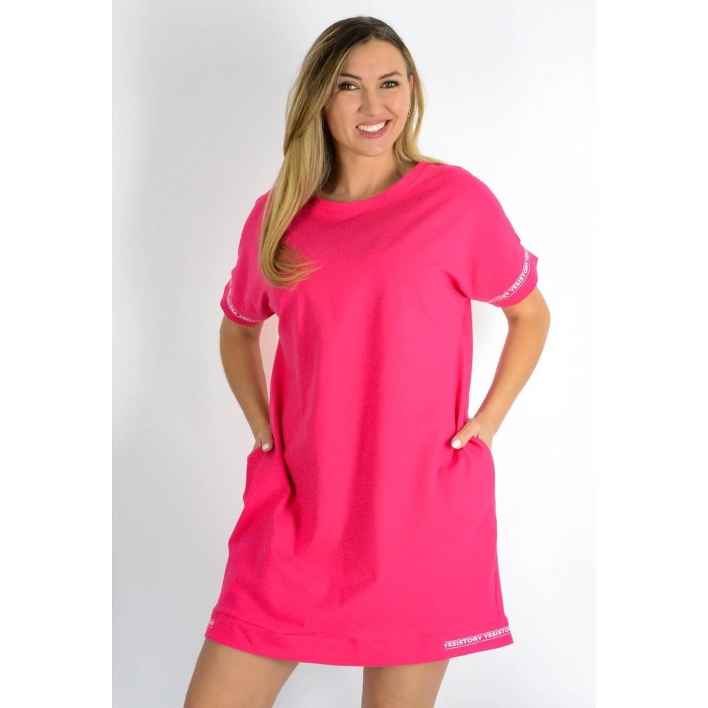Yesstory pink színű kerek nyakú zsebes tunika