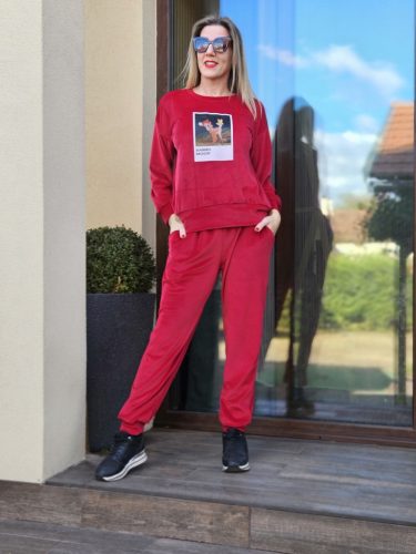 Piros Bambi plüss melegítőszett 