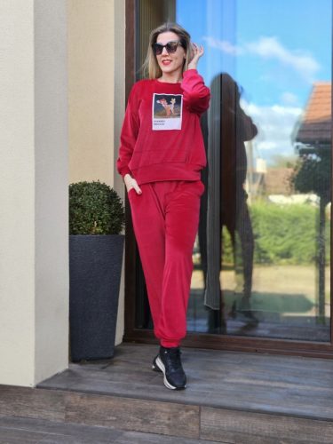 Piros Bambi plüss melegítőszett 